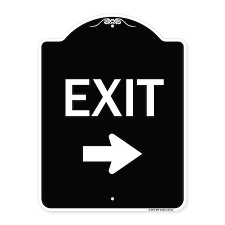 Signmission Parking Lot Exit Right Arrow Heavy-Gauge Aluminum Architectural Sign, 18" L, 24" H, BW-1824-23421 A-DES-BW-1824-23421